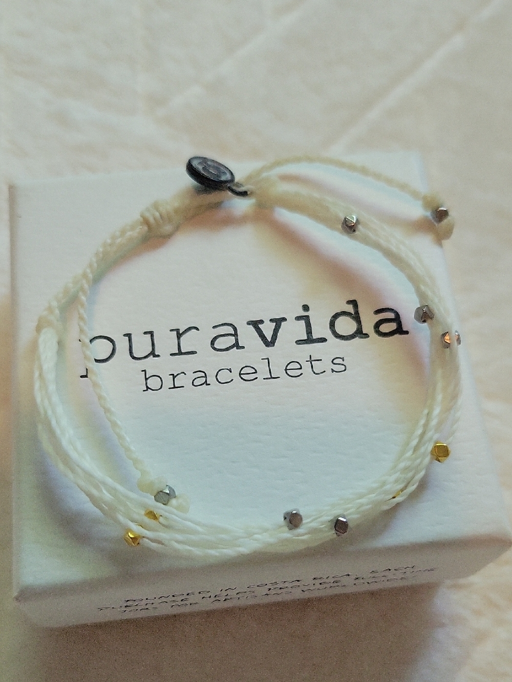 Pura Vida Ivory Multi-Strand Beaded Bracelet with Metallic Accents